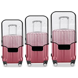 jzrtravel luggage cover 3 pieces clear pvc suitcase covers protector for tsa approved, suitcase cover set for 20 24 28 inch luggage.