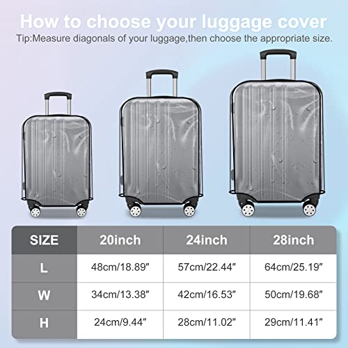JZRTravel Luggage Cover 3 Pieces Clear PVC Suitcase Covers Protector for Tsa Approved, Suitcase Cover Set for 20 24 28 inch Luggage.