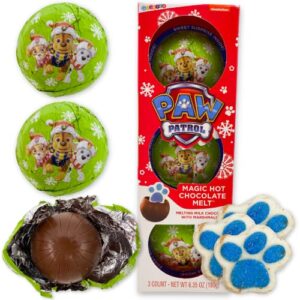 paw patrol hot chocolate ball with pawprint shaped marshmallow, easter basket stuffer and gift for kids, 6.35 ounces