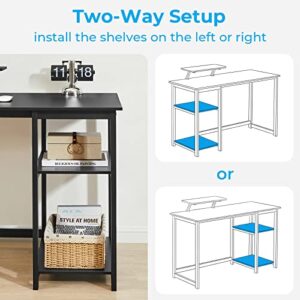 GreenForest Computer Home Office Desk with Monitor Stand and Reversible Storage Shelves,55 inch Modern Simple Writing Study PC Work Table,Black