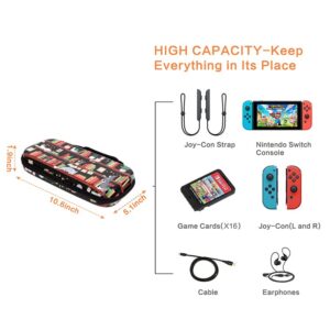 Nintendo Switch Case OLED Model 2021, CutebriCase Carry Case for Nintendo Switch for Boy Girls-Travel Storage Hard Shell Cover with 16 Game Card Slot for Switch Console Joy-Con & Accessories,Bookshelf Cat