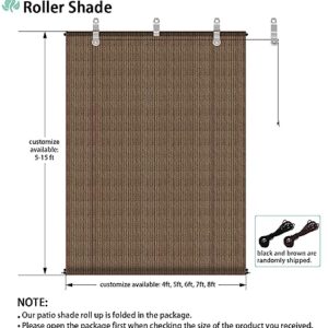 SunnyRoyal Patio Shades Roll Up Outdoor Exterior Roll Up Blinds for Patio Yard Deck Porch Balcony Backyard 7' W X 6' L Brown