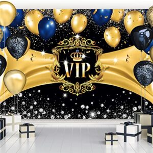 lightinhome vip party backdrop 7wx5h feet royal blue gold balloons gloden crown black shiny birthday backdrop for women men luxury unisex photography background banner polyester photo shoot decor prop