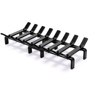 willow weave 20" fireplace grate wood stove grate rack stove burning rack heavy duty solid steel 8-bars firewood holder easy assembly fire grate for indoor hearth outdoor firepit matt black