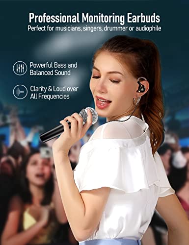 Audiovance Vibes 201ML Wired Earbuds in Ear Headphones with Mic, Lightning to 3.5mm Adapter & Braided Cord, Noise Isolating Bass Driven Earphones, Carry Case, Ear Buds Tips, 3.5mm Jack (Clear Brown)