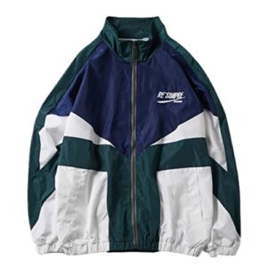 xponni y2k jacket for women zip up jacket y2k clothing varsity jacket women oversized lightweigh jacket women (blue,m)