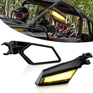 esploratori utv side mirrors for 1.5"-2" roll bar, rzr side mirrors with led turn signal lights adjustable mirror for polaris rzr 1000 can am maverick x3 kawasaki arctic cat wildcat pioneer