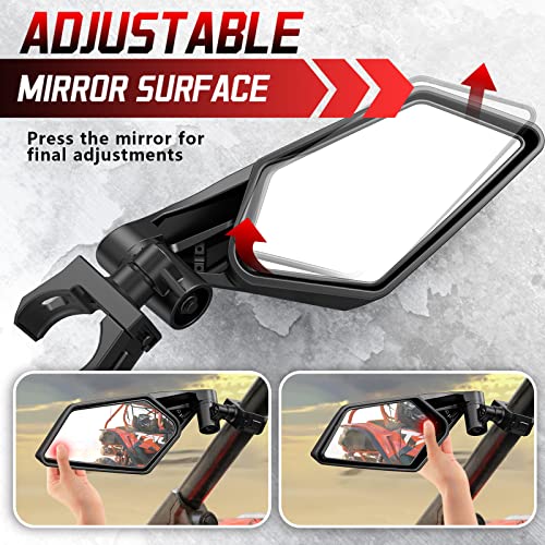 Esploratori UTV Side Mirrors for 1.5"-2" Roll Bar, RZR Side Mirrors with LED Turn Signal Lights Adjustable Mirror for Polaris RZR 1000 Can Am Maverick X3 Kawasaki Arctic Cat Wildcat Pioneer