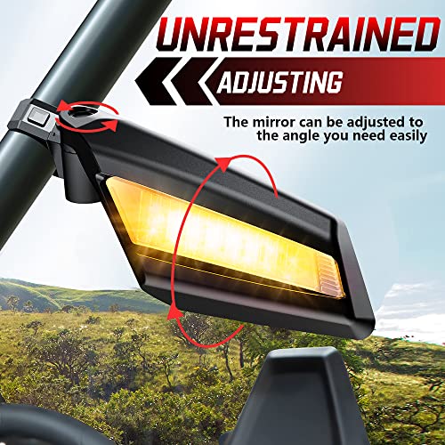 Esploratori UTV Side Mirrors for 1.5"-2" Roll Bar, RZR Side Mirrors with LED Turn Signal Lights Adjustable Mirror for Polaris RZR 1000 Can Am Maverick X3 Kawasaki Arctic Cat Wildcat Pioneer