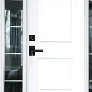 goldenwarm Keyed Alike Black Door Handle with Deadbolt, Square Contemporary Matte Black Exterior Door Lock Set with Deadbolt, Heavy Duty Zinc-alloyed Front Entry Door Locksets with Deadbolt(1 Pack)