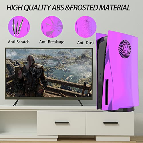 Electroplating Face Plates with Cooling Vents Cover Skins Shell Panels for PS5 Disc Edition Console, Playstation 5 Accessories Faceplate Protective Replacement Plate (Electroplating Galactic Purple)