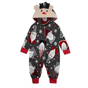 Christmas Matching Reindeer Romper Pajamas Sets for Family Holiday Soft Hooded Jumpsuit Pajamas Xmas Sleepwear for Party(C-Grey,20 Months)