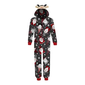 Christmas Matching Reindeer Romper Pajamas Sets for Family Holiday Soft Hooded Jumpsuit Pajamas Xmas Sleepwear for Party(C-Grey,20 Months)