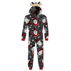 Christmas Matching Reindeer Romper Pajamas Sets for Family Holiday Soft Hooded Jumpsuit Pajamas Xmas Sleepwear for Party(C-Grey,20 Months)