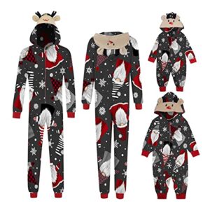 Christmas Matching Reindeer Romper Pajamas Sets for Family Holiday Soft Hooded Jumpsuit Pajamas Xmas Sleepwear for Party(C-Grey,20 Months)