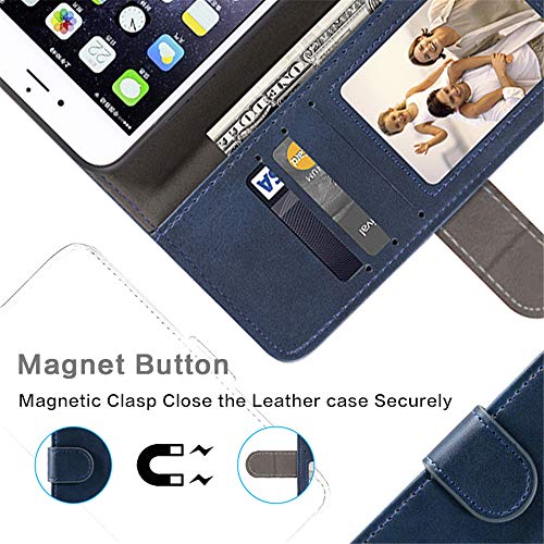 Shantime for Oppo A17 Case, Leather Wallet Case with Cash & Card Slots Soft TPU Back Cover Magnet Flip Case for Oppo A17K (6.56”) Blue