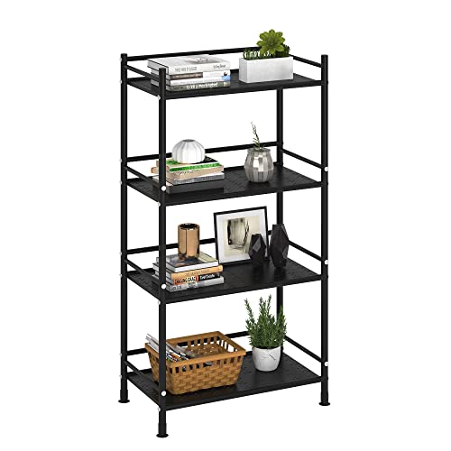 GHQME Metal Standing Bookshelf Space Saver, Storage Tower Rack for Kitchen Bathroom, Storage Shelving Unit Organizer, Outdoor Flower Stand Storage Rack Shelves Bookcase for Home Office