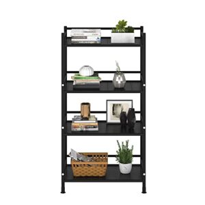 GHQME Metal Standing Bookshelf Space Saver, Storage Tower Rack for Kitchen Bathroom, Storage Shelving Unit Organizer, Outdoor Flower Stand Storage Rack Shelves Bookcase for Home Office