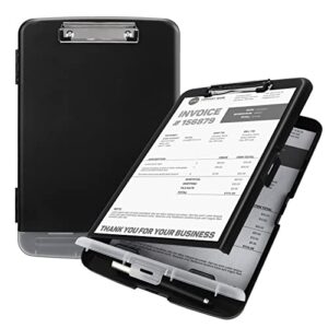 clipboard with storage - high capacity plastic nursing storage clipboard heavy duty clipboard with pen holder foldable (14.3" x 10”)(black)
