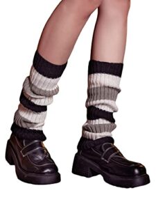 verdusa women's color block ribbed leg warmers knit long boot socks y2k dance socks multicolor one-size