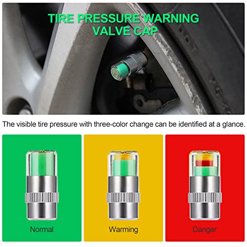 PAGOW 12Pcs 2.2Bar 32PSI Car Tire Pressure Monitor Valve Stem Caps Sensor Indicator 3 Color Eye Alert