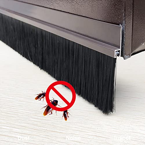 TA-VIGOR Door Sweep 39.37-inch x 2.48-inch, Door Bottom Sweep with H-Shape Aluminum Alloy Base,1.6-inch Nylon Brush Insert Door Brush Bottom Sweep