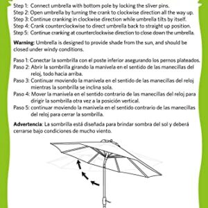 Bayside21 Patio Umbrella Outdoor Market Table Umbrella with Auto Tilt Crank 2 Years Fade Resistant Fabric Umbrella Cover 9 Feet (Black Coating Outside and Black White Stripe Inside)