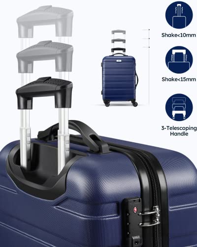 Luggage 3 Piece Sets Hard Shell Luggage Set Spinner Wheels, TSA Lock, 20 24 28 inch Travel Suitcase Sets, Dark Blue