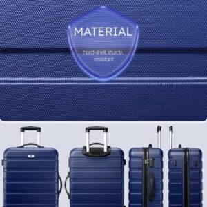 Luggage 3 Piece Sets Hard Shell Luggage Set Spinner Wheels, TSA Lock, 20 24 28 inch Travel Suitcase Sets, Dark Blue