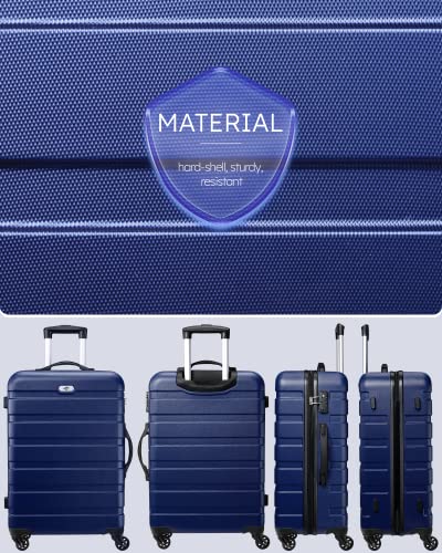 Luggage 3 Piece Sets Hard Shell Luggage Set Spinner Wheels, TSA Lock, 20 24 28 inch Travel Suitcase Sets, Dark Blue