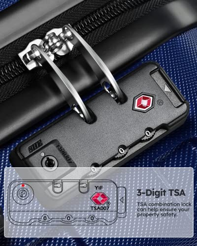 Luggage 3 Piece Sets Hard Shell Luggage Set Spinner Wheels, TSA Lock, 20 24 28 inch Travel Suitcase Sets, Dark Blue