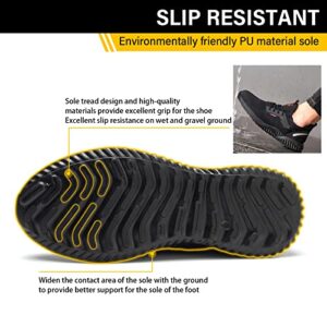 Waterproof Steel Toe Shoes for Men Lightweight Non-Slip Sneakers Comfortable Puncture Proof Safety Shoes Indestructible Work Shoes Zapatos Punta de Acero para Hombres Black