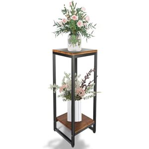 jo.devivre 30 inch tall plant stands indoor ,tall metal single plant holder, 2 tier pedestal stands, modern corner square flower tall plant tables indoor outdoor (style d-2 tier)