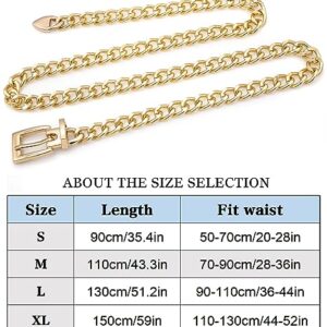 Suyi Chain Belts for Women Girls Metal Waist Belt for Dresses Plus Size 130CM Gold