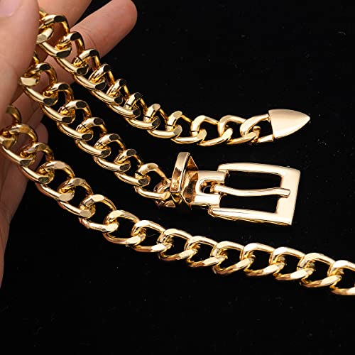 Suyi Chain Belts for Women Girls Metal Waist Belt for Dresses Plus Size 130CM Gold