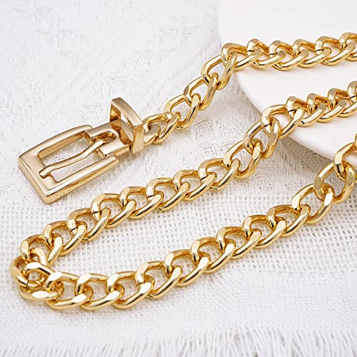 Suyi Chain Belts for Women Girls Metal Waist Belt for Dresses Plus Size 130CM Gold