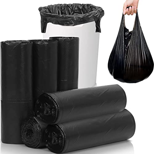 Songaa Garbage Bags 6 Gallon Trash Bags, Wastebasket Bin Liners 120 Count [Extra Thick] Rubbish Bags for Bathroom Bedroom Office Trash Can Black (6 Rolls)