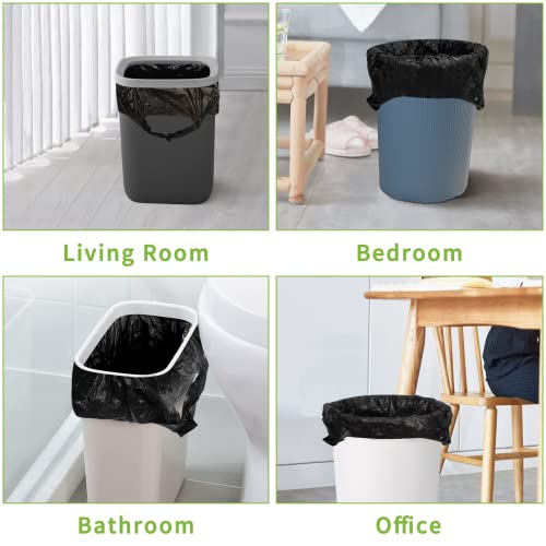 Songaa Garbage Bags 6 Gallon Trash Bags, Wastebasket Bin Liners 120 Count [Extra Thick] Rubbish Bags for Bathroom Bedroom Office Trash Can Black (6 Rolls)