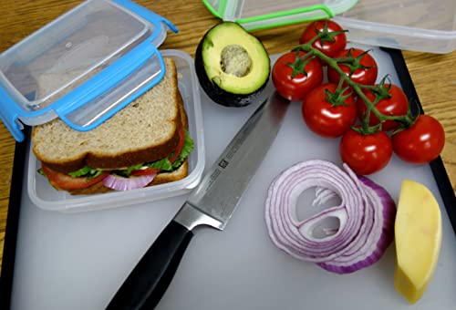 Kitchen & Cabana - 4 Pack of Sandwich Containers - Reusable, BPA Free Plastic, Snap Shut Lids with Airtight Silicone Seal. Great for Sandwiches, Snacks and Storage. (Kid Size Containers - 4 Pack - Multicolor)