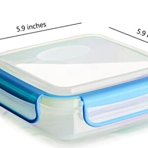 Kitchen & Cabana - 4 Pack of Sandwich Containers - Reusable, BPA Free Plastic, Snap Shut Lids with Airtight Silicone Seal. Great for Sandwiches, Snacks and Storage. (Kid Size Containers - 4 Pack - Multicolor)