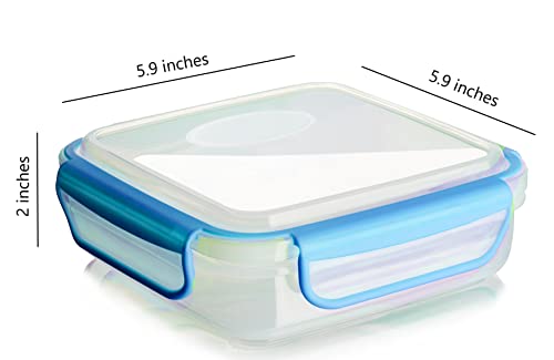 Kitchen & Cabana - 4 Pack of Sandwich Containers - Reusable, BPA Free Plastic, Snap Shut Lids with Airtight Silicone Seal. Great for Sandwiches, Snacks and Storage. (Kid Size Containers - 4 Pack - Multicolor)