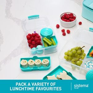 Sistema Bento Box Adult Lunch Box with 3 Compartments, 2 Removable Trays, and Salad Dressing Container, Dishwasher Safe, Color May Vary, 42 oz./1.25L Size (Pack of 4)