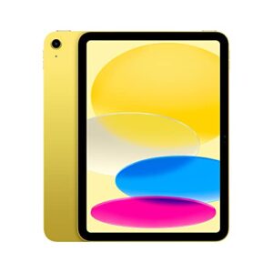 apple ipad (10th generation): with a14 bionic chip, 10.9-inch liquid retina display, 64gb, wi-fi 6, 12mp front/12mp back camera, touch id, all-day battery life – yellow