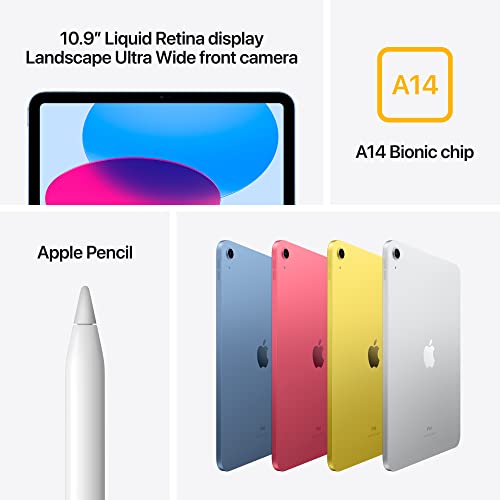 Apple iPad (10th Generation): with A14 Bionic chip, 10.9-inch Liquid Retina Display, 64GB, Wi-Fi 6, 12MP front/12MP Back Camera, Touch ID, All-Day Battery Life – Yellow