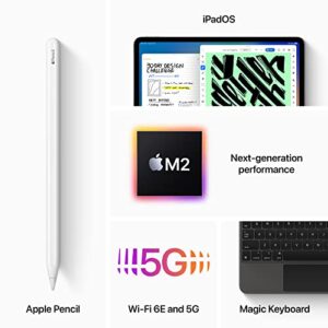 Apple iPad Pro 11-inch (4th Generation): with M2 chip, Liquid Retina Display, 256GB, Wi-Fi 6E + 5G Cellular, 12MP front/12MP and 10MP Back Cameras, Face ID, All-Day Battery Life – Space Gray