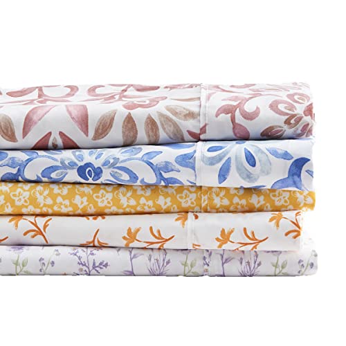 Great Bay Home 4-Piece Floral Print Ultra-Soft Microfiber Sheet Set. Wrinkle Free, Comfortable, All-Season Bed Sheets. (Queen, Small Watercolor Flowers)