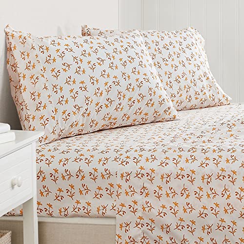 Great Bay Home 4-Piece Floral Print Ultra-Soft Microfiber Sheet Set. Wrinkle Free, Comfortable, All-Season Bed Sheets. (Queen, Small Watercolor Flowers)