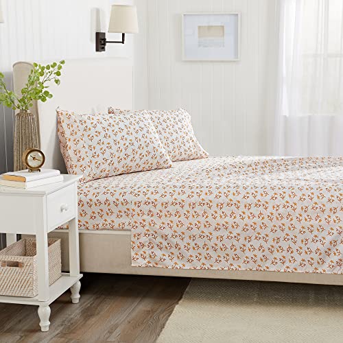 Great Bay Home 4-Piece Floral Print Ultra-Soft Microfiber Sheet Set. Wrinkle Free, Comfortable, All-Season Bed Sheets. (Queen, Small Watercolor Flowers)