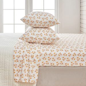 Great Bay Home 4-Piece Floral Print Ultra-Soft Microfiber Sheet Set. Wrinkle Free, Comfortable, All-Season Bed Sheets. (Queen, Small Watercolor Flowers)