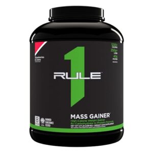 rule 1 r1 mass gainer, strawberries & creme - 5.71 pounds - 40g of all-whey protein with 6:1 carb-to-protein ratio - 8 servings